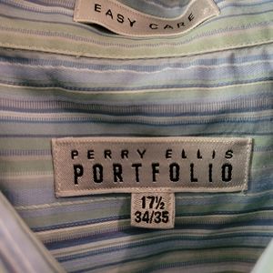 Perry Ellis Portfolio Men's 100% Cotton Button down shirt, 17.5 34/35 LK NEW